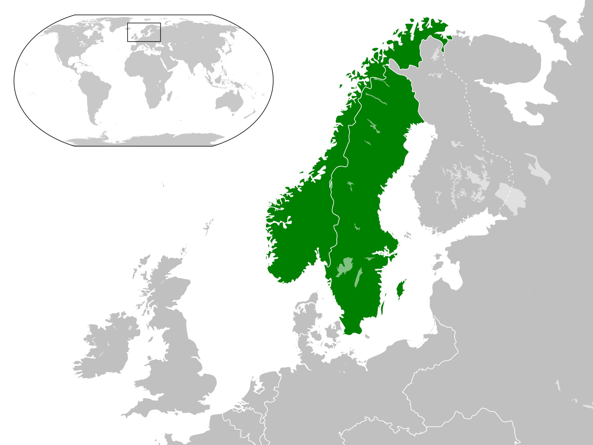 Карта Швеции и Норвегии в 1814-1905 годах